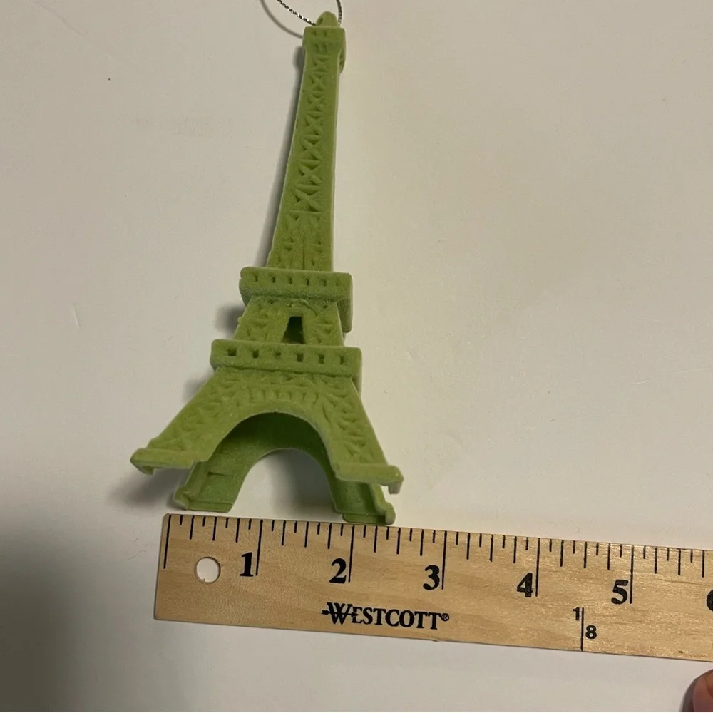 Eiffel Tower Christmas Ornament Green Velvet Set Of Two NWT World Market